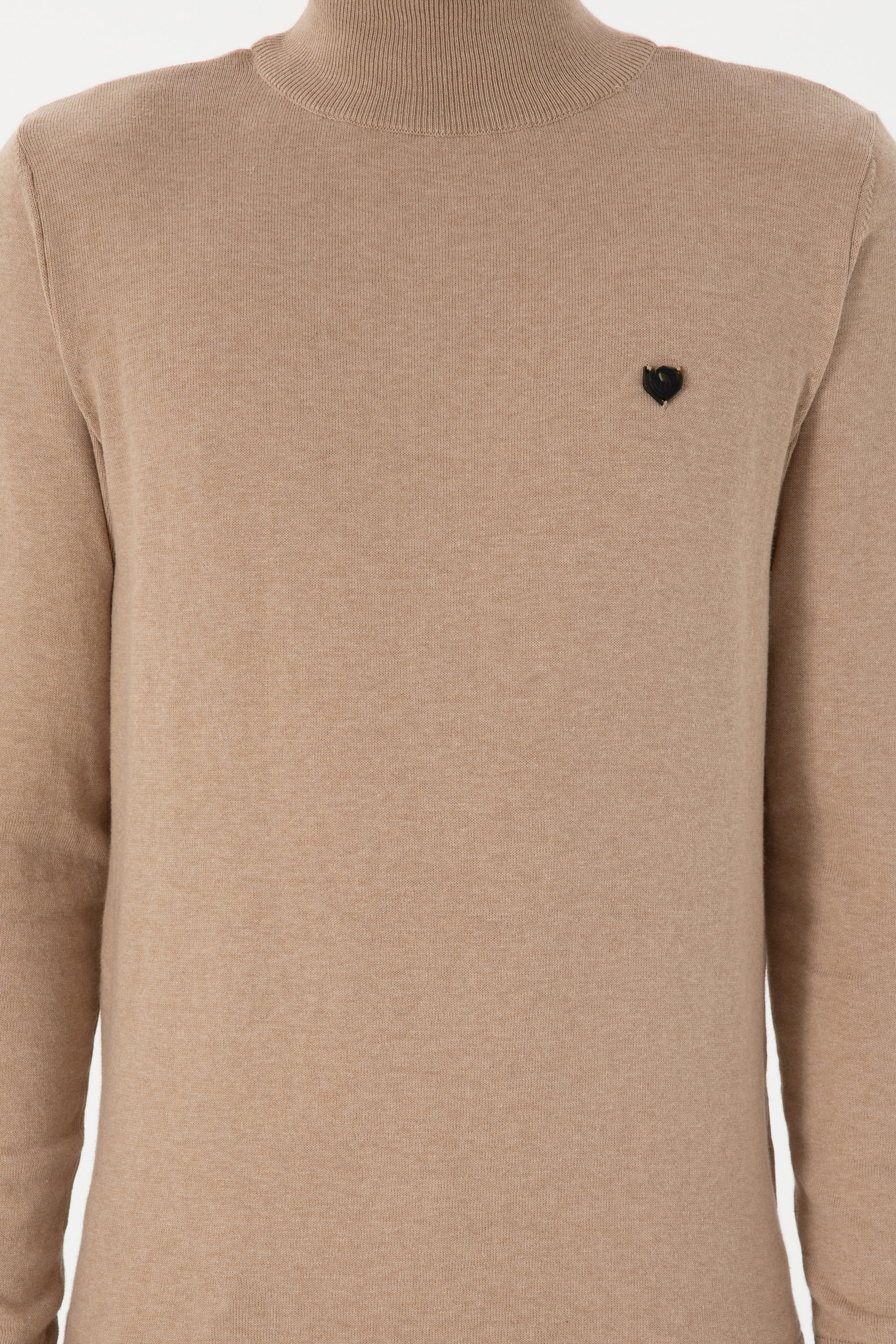 Erkek Slim Fit Yarım Balıkçı Yaka Kum Melanj Basic Kazak - Image 6