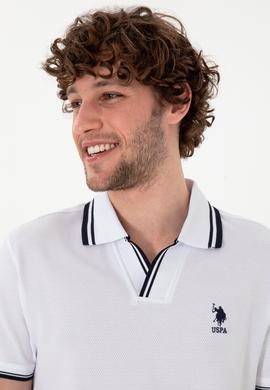 Erkek Slim Fit Polo Yaka Beyaz Tişört - 50298081008