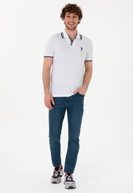 Erkek Slim Fit Polo Yaka Beyaz Tişört - 50298081008