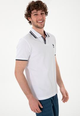 Erkek Slim Fit Polo Yaka Beyaz Tişört - 50298081008