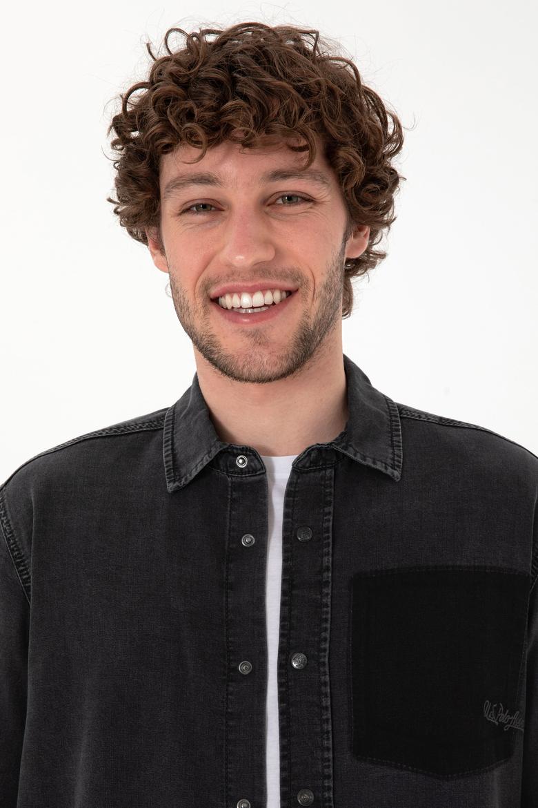 Erkek Siyah Jean Gömlek - 50304346003