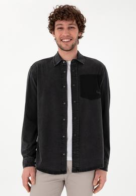 Erkek Siyah Jean Gömlek - 50304346003