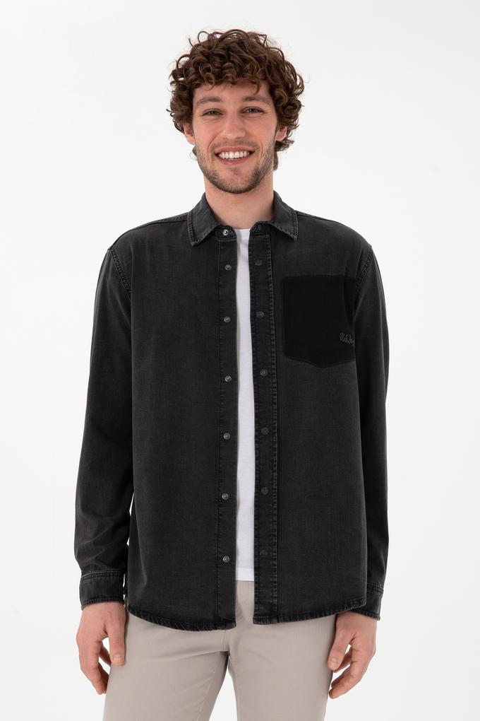 Erkek Siyah Jean Gömlek