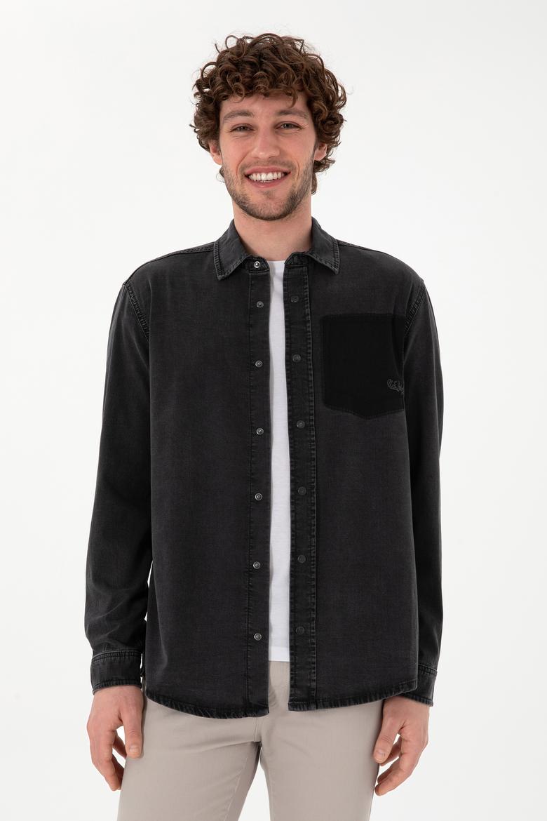 Erkek Siyah Jean Gömlek