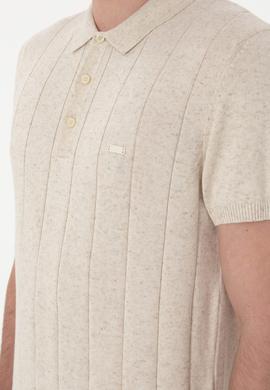 Erkek Slim Fit Polo Yaka Krem Triko Tişört - 50302970010