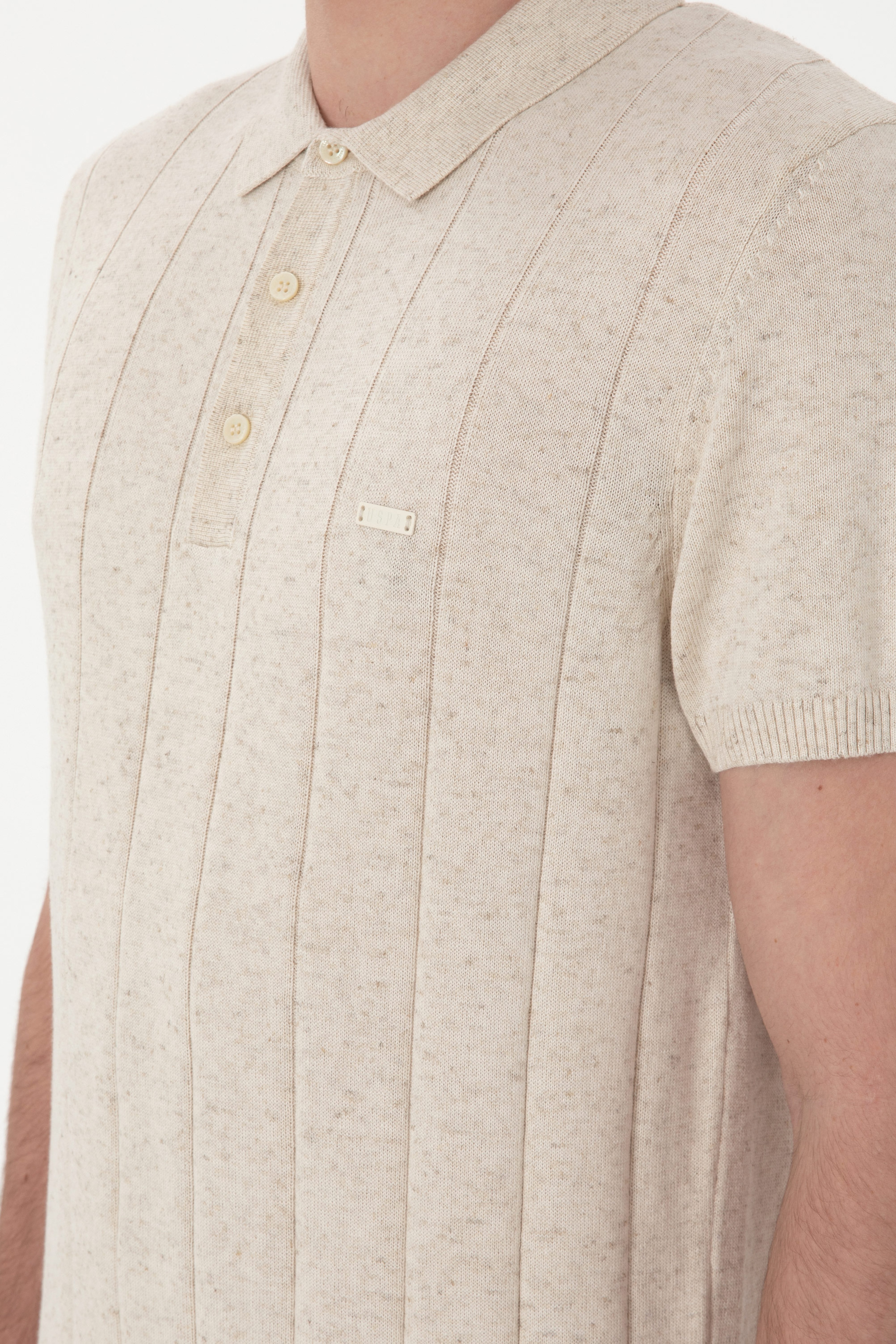 Erkek Slim Fit Polo Yaka Krem Triko Tişört - Image 7