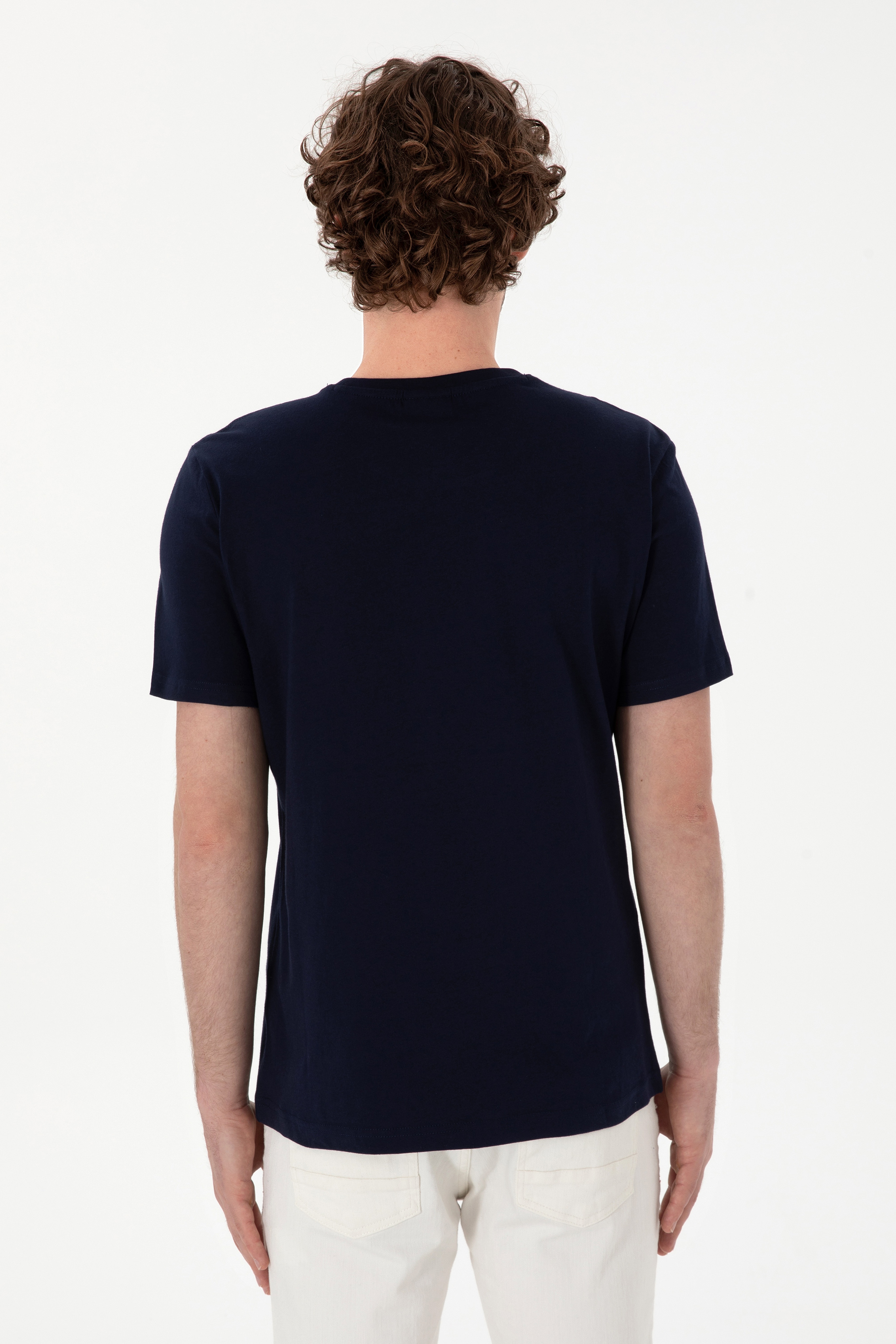 Erkek Regular Fit Bisiklet Yaka Lacivert Basic Tişört