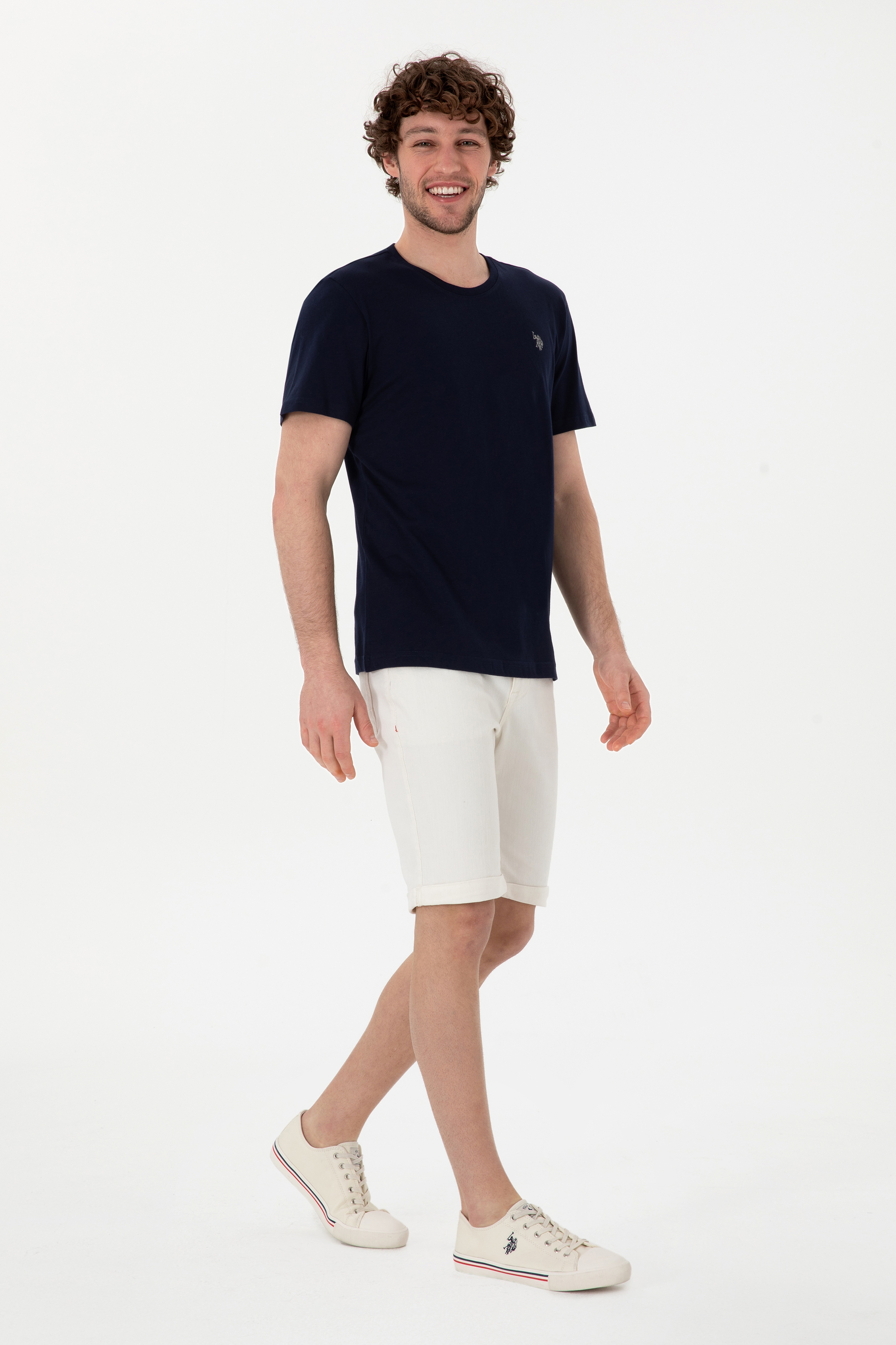 Erkek Regular Fit Bisiklet Yaka Lacivert Basic Tişört