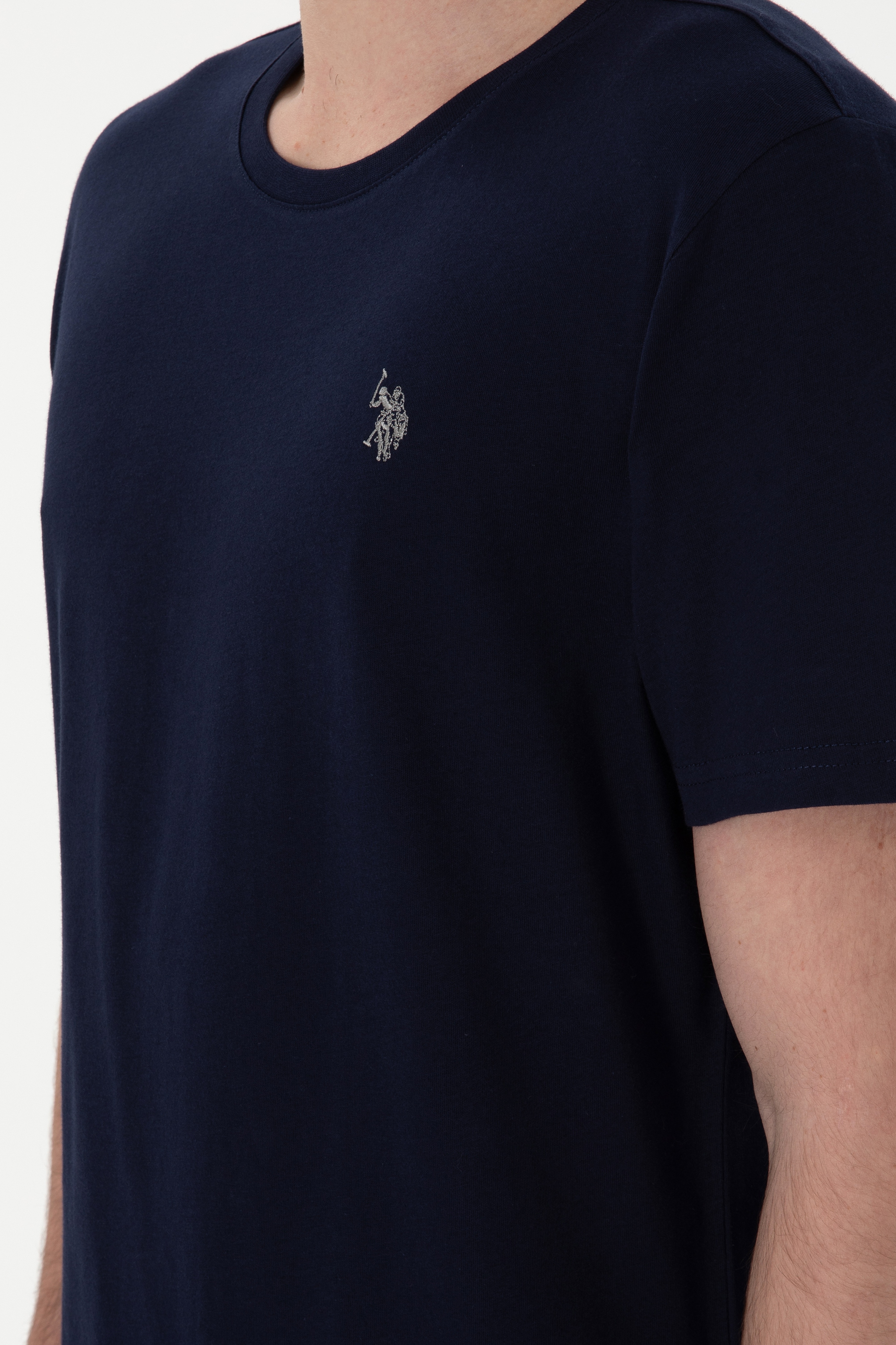Erkek Regular Fit Bisiklet Yaka Lacivert Basic Tişört - Image 7
