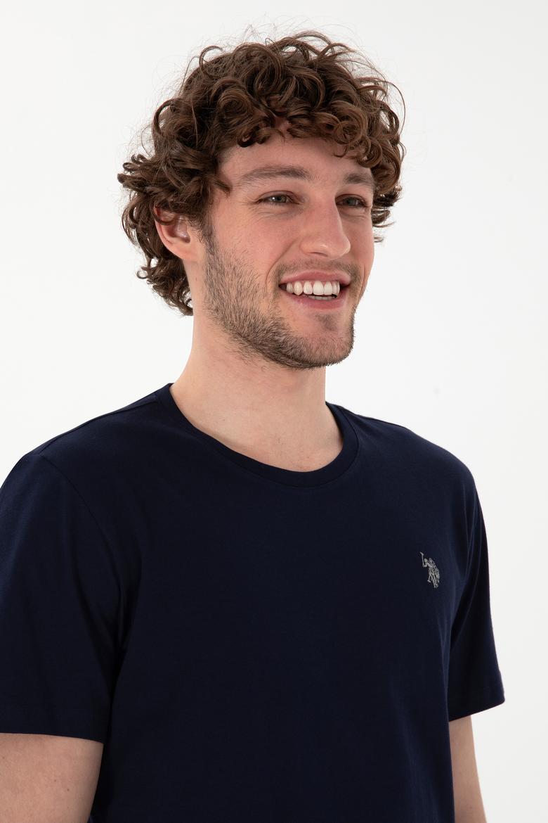 Erkek Regular Fit Bisiklet Yaka Lacivert Basic Tişört - 50298035036