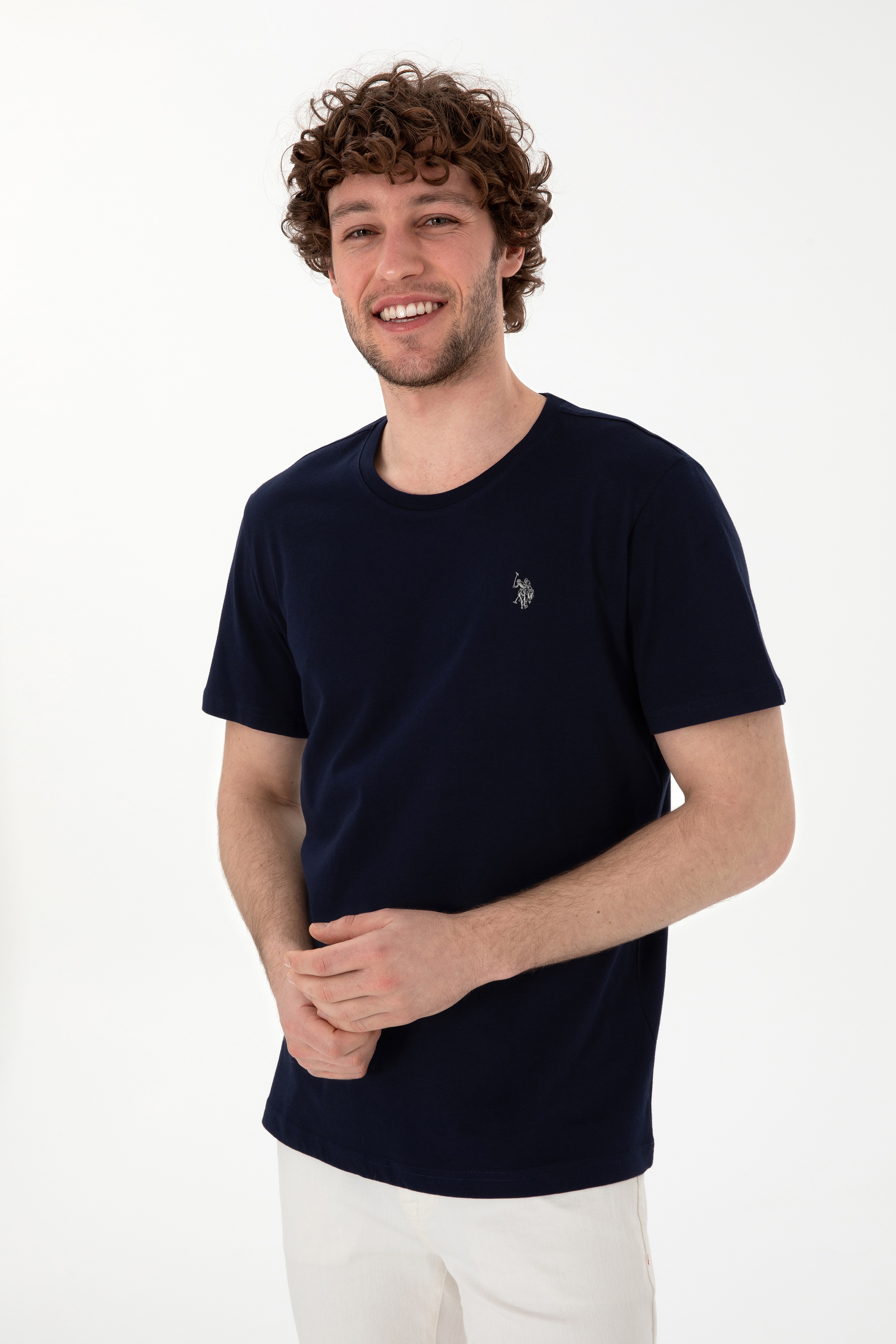 Erkek Regular Fit Bisiklet Yaka Lacivert Basic Tişört - Image 3