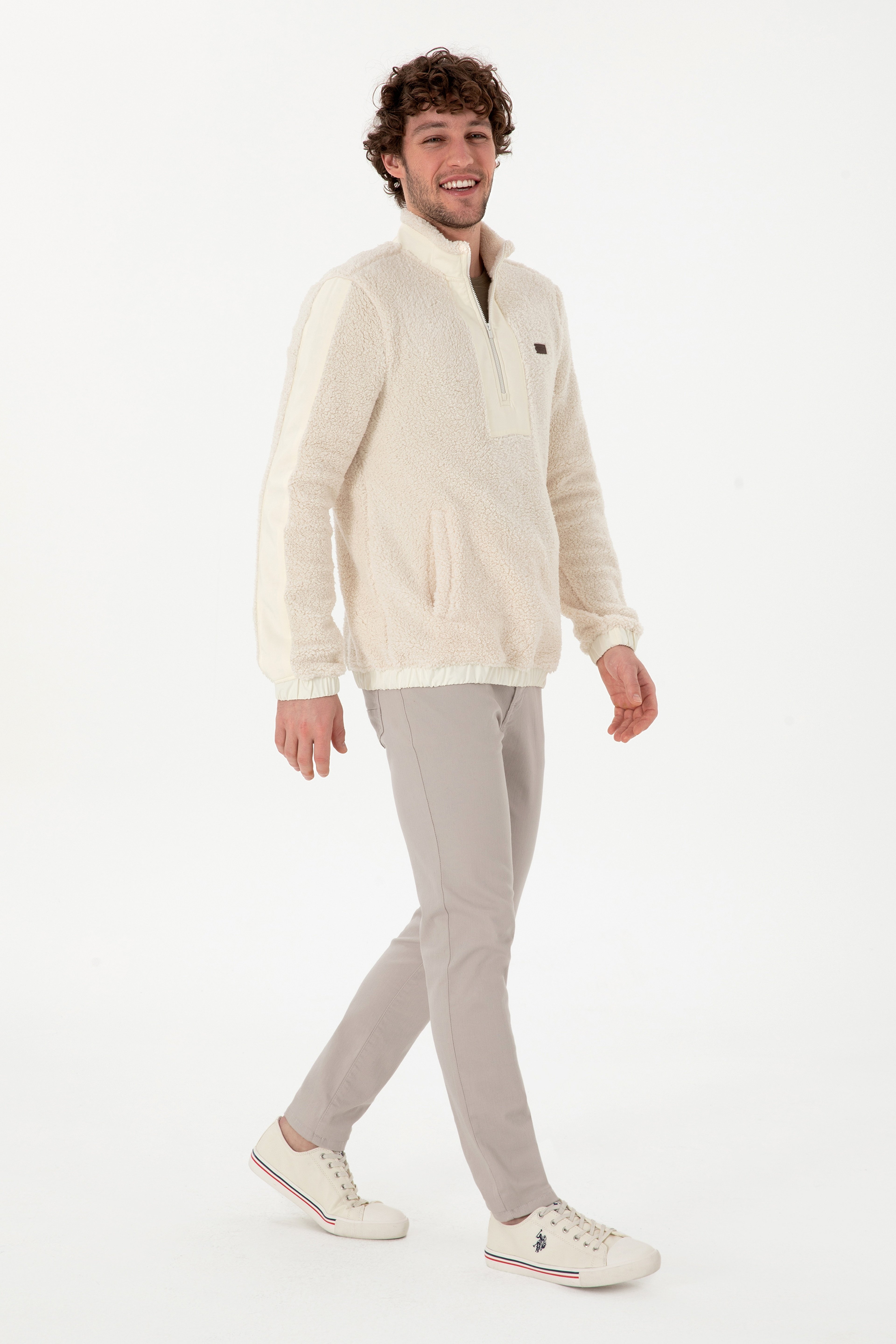 Erkek Krem Sweatshirt - Image 4