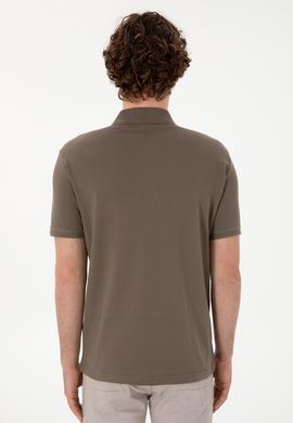 Erkek Slim Fit Polo Yaka Vizon Basic Tişört - 50297984424