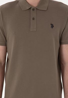 Erkek Slim Fit Polo Yaka Vizon Basic Tişört - 50297984424