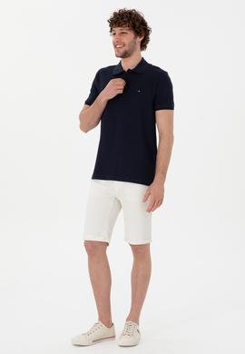 Erkek Slim Fit Polo Yaka Lacivert Basic Tişört - 50297983011