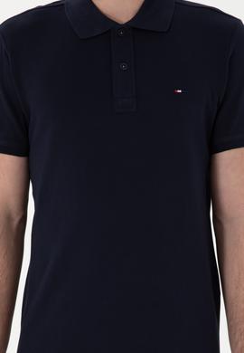 Erkek Slim Fit Polo Yaka Lacivert Basic Tişört - 50297983011