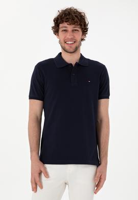 Erkek Slim Fit Polo Yaka Lacivert Basic Tişört - 50297983011