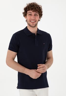 Erkek Slim Fit Polo Yaka Lacivert Basic Tişört - 50297983011