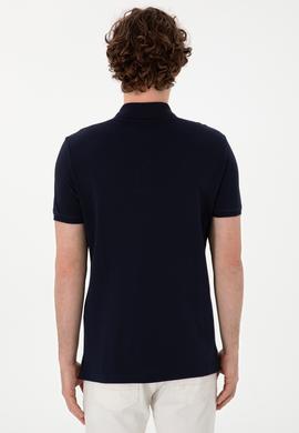 Erkek Slim Fit Polo Yaka Lacivert Basic Tişört - 50297983011