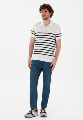 Erkek Slim Fit Polo Yaka Beyaz Tişört - 50302971006