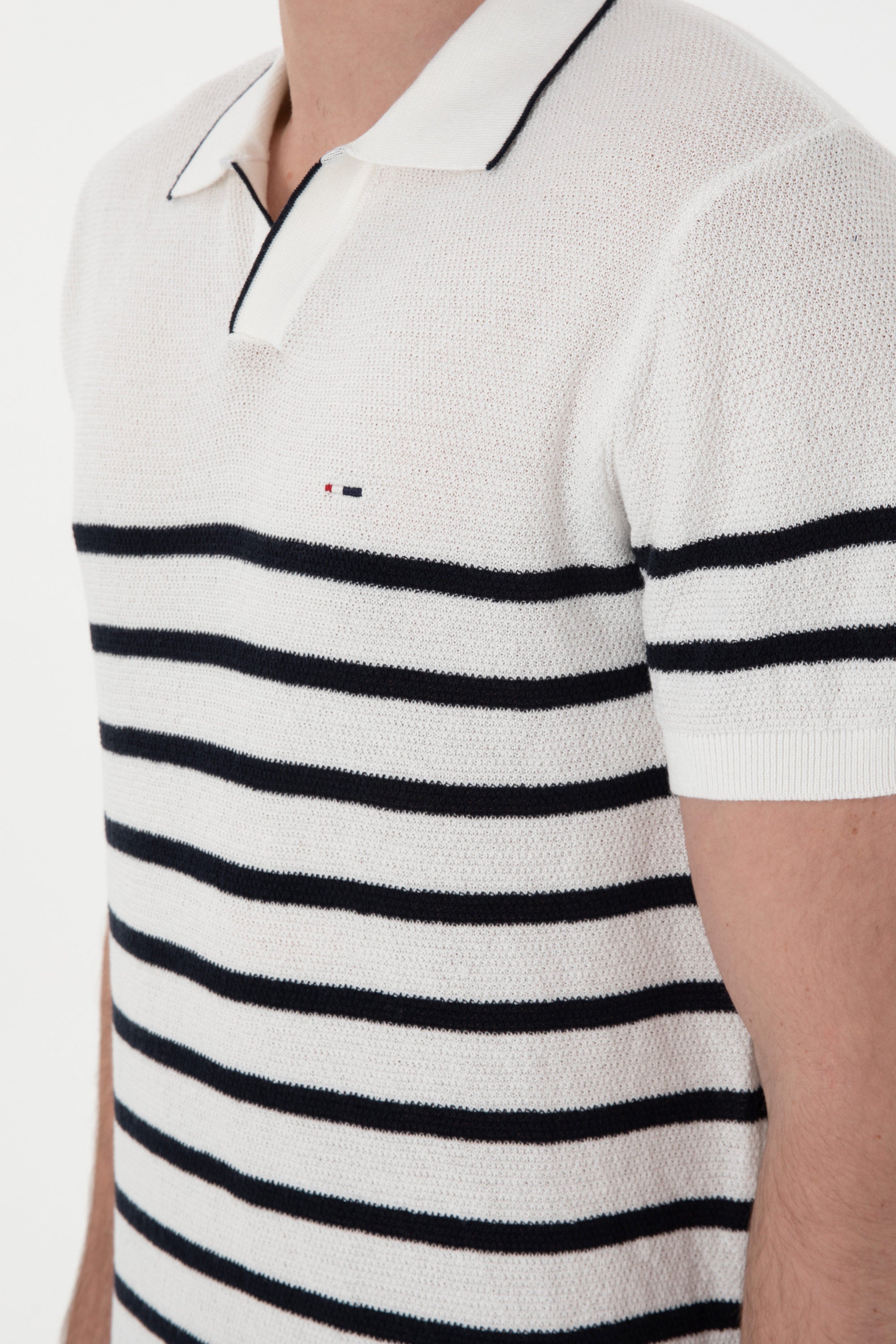 Erkek Slim Fit Polo Yaka Beyaz Tişört