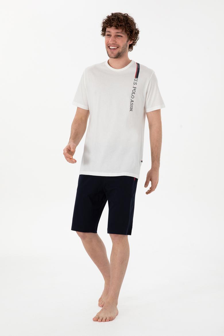 Erkek Bisiklet Yaka Beyaz Pijama Takımı - 50309355003