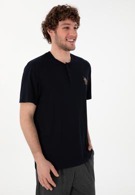 Erkek Bisiklet Patlı Yaka Lacivert Pijama Takımı - 50309769005