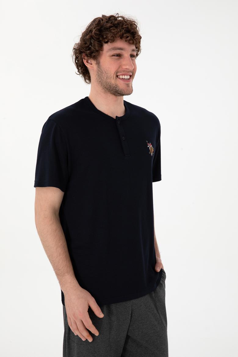 Erkek Bisiklet Patlı Yaka Lacivert Pijama Takımı - 50309769005