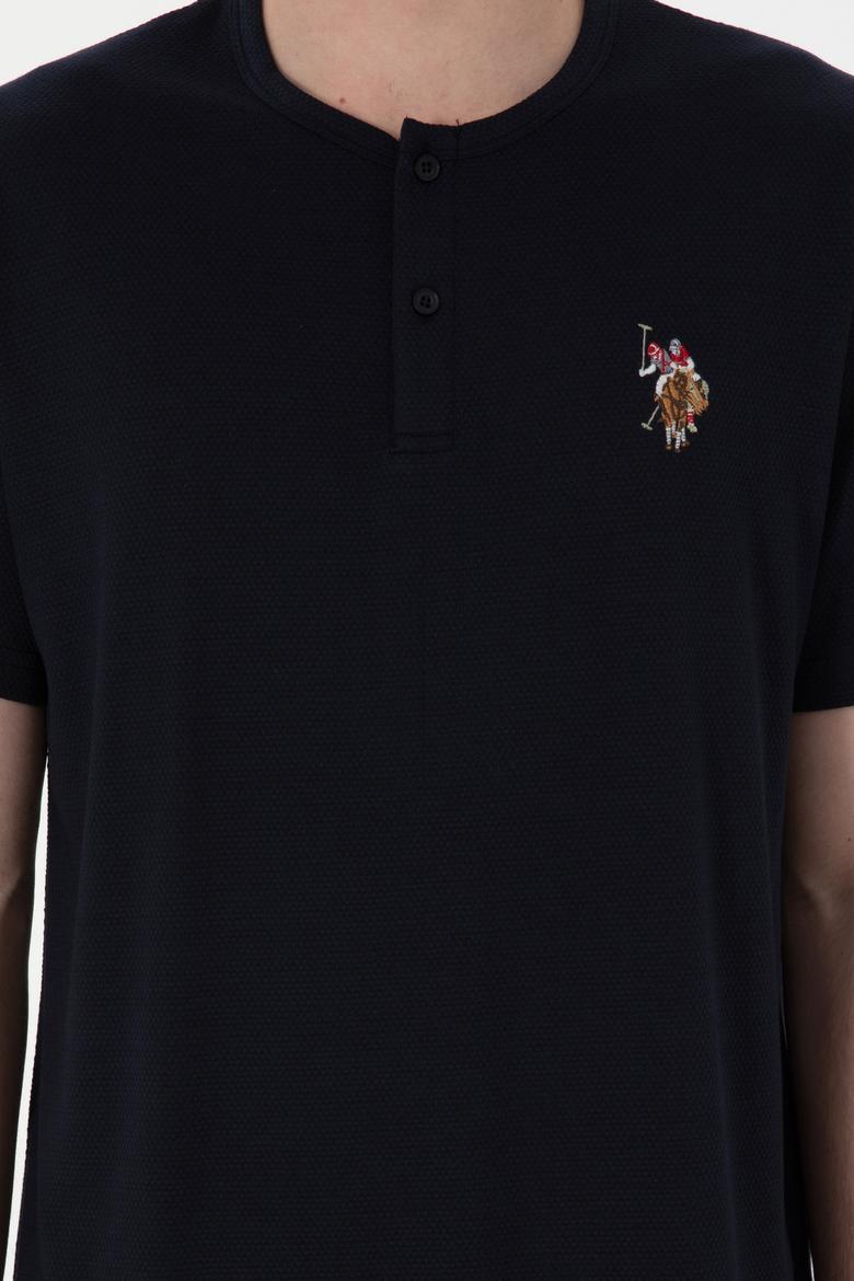 Erkek Bisiklet Patlı Yaka Lacivert Pijama Takımı - 50309769005