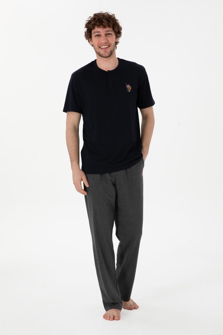 Erkek Bisiklet Patlı Yaka Lacivert Pijama Takımı