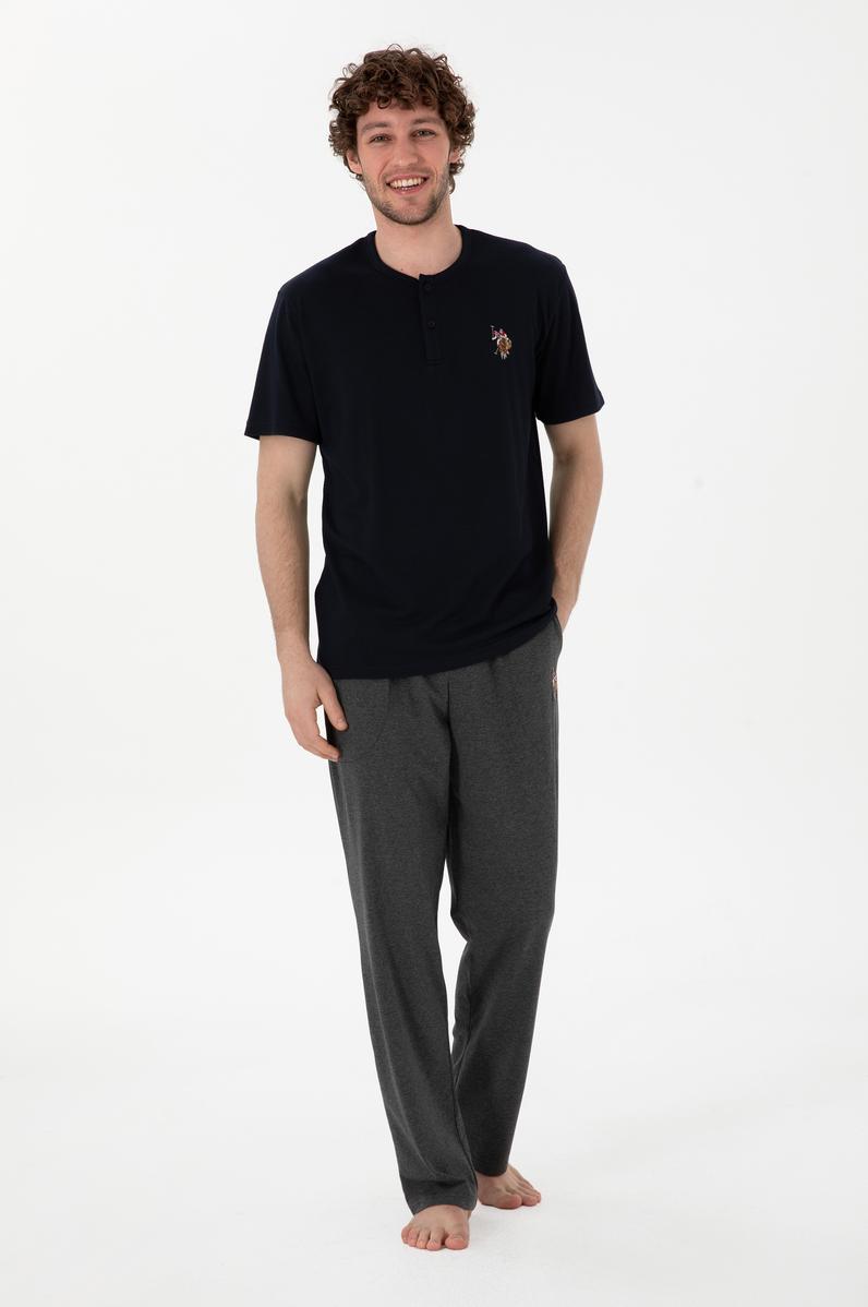 Erkek Bisiklet Patlı Yaka Lacivert Pijama Takımı