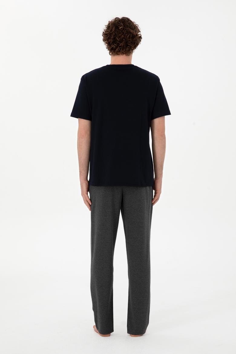 Erkek Bisiklet Patlı Yaka Lacivert Pijama Takımı - 50309769005