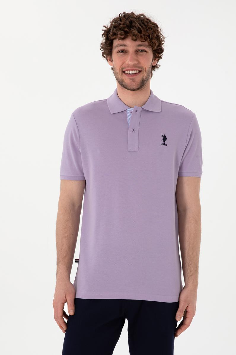 Erkek Regular Fit Polo Yaka Lila Basic Tişört