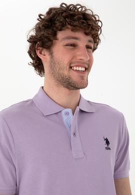 Erkek Regular Fit Polo Yaka Lila Basic Tişört - 50298031137