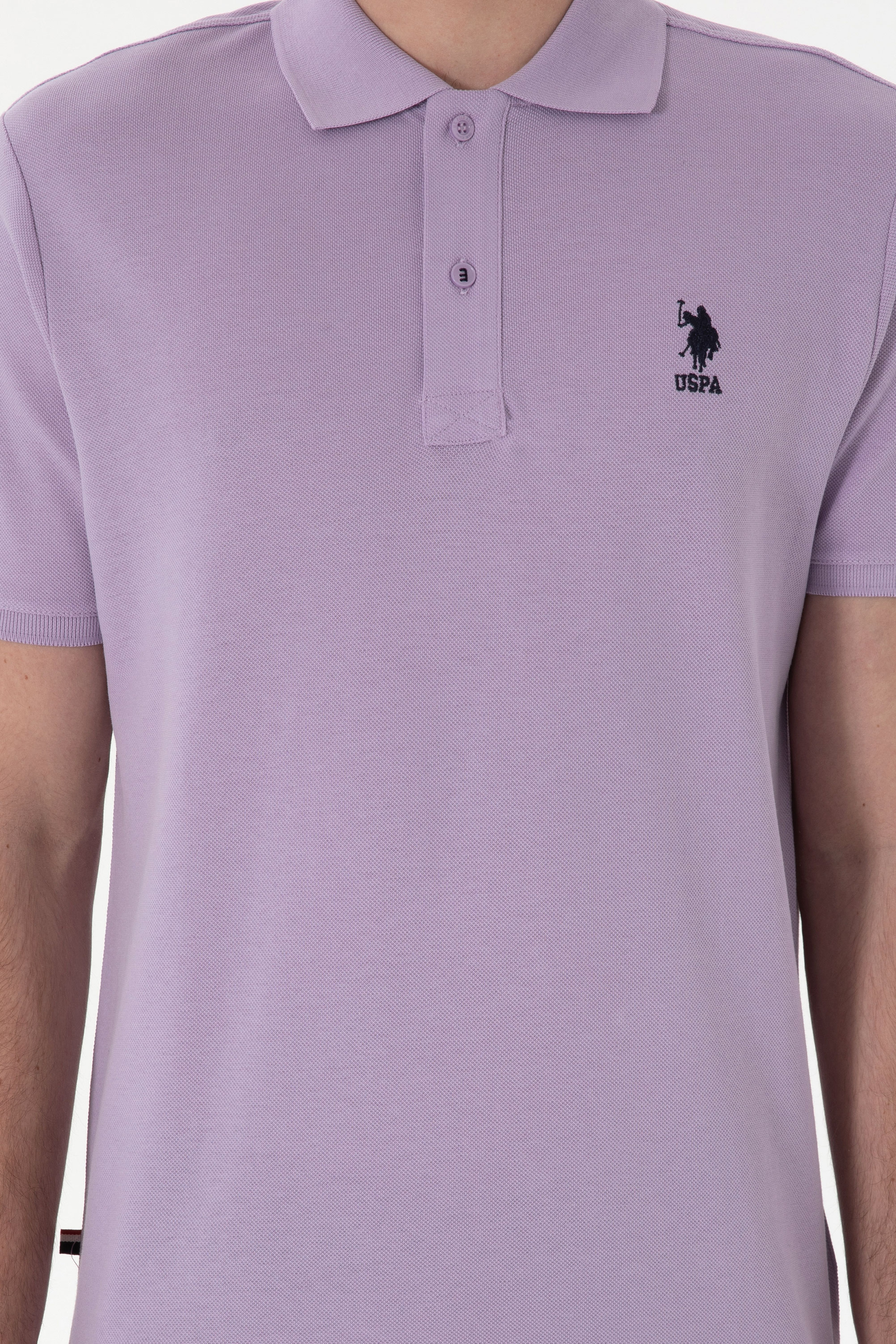 Erkek Regular Fit Polo Yaka Lila Basic Tişört - Image 6