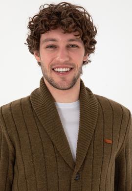 Erkek Haki Triko Hırka - 50297061033