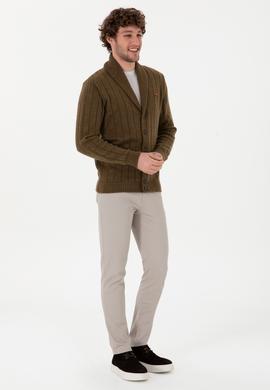 Erkek Haki Triko Hırka - 50297061033