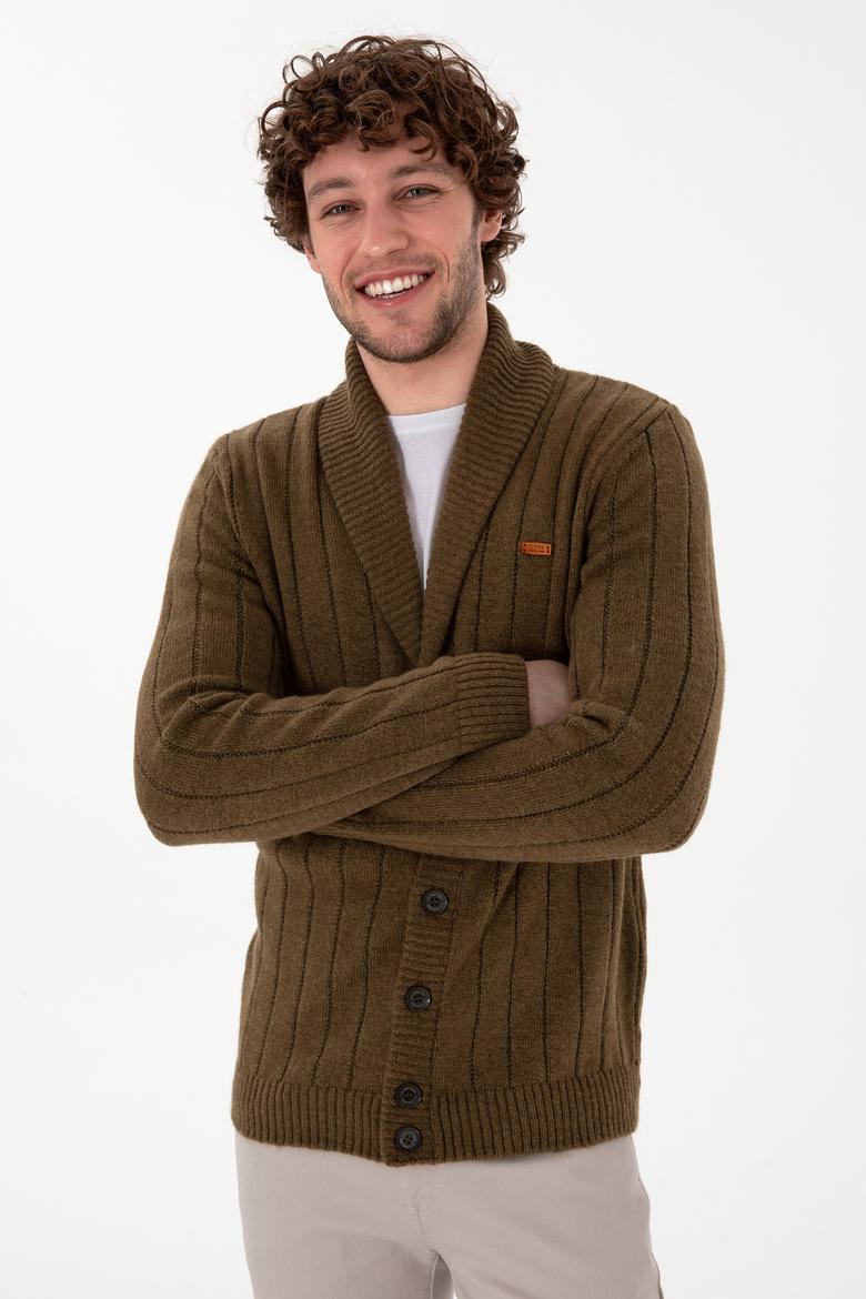 Erkek Haki Triko Hırka - 50297061033