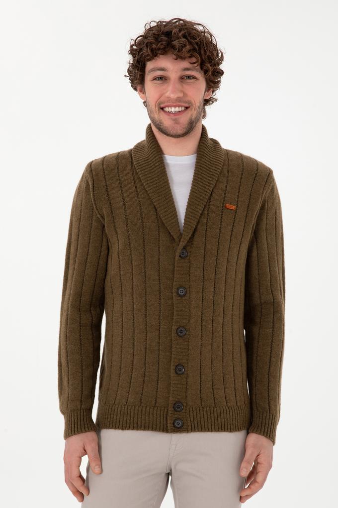 Erkek Haki Triko Hırka