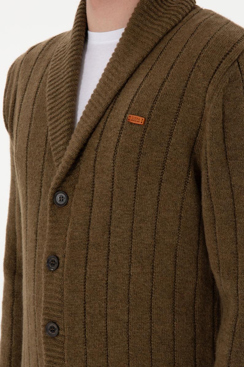 Erkek Haki Triko Hırka