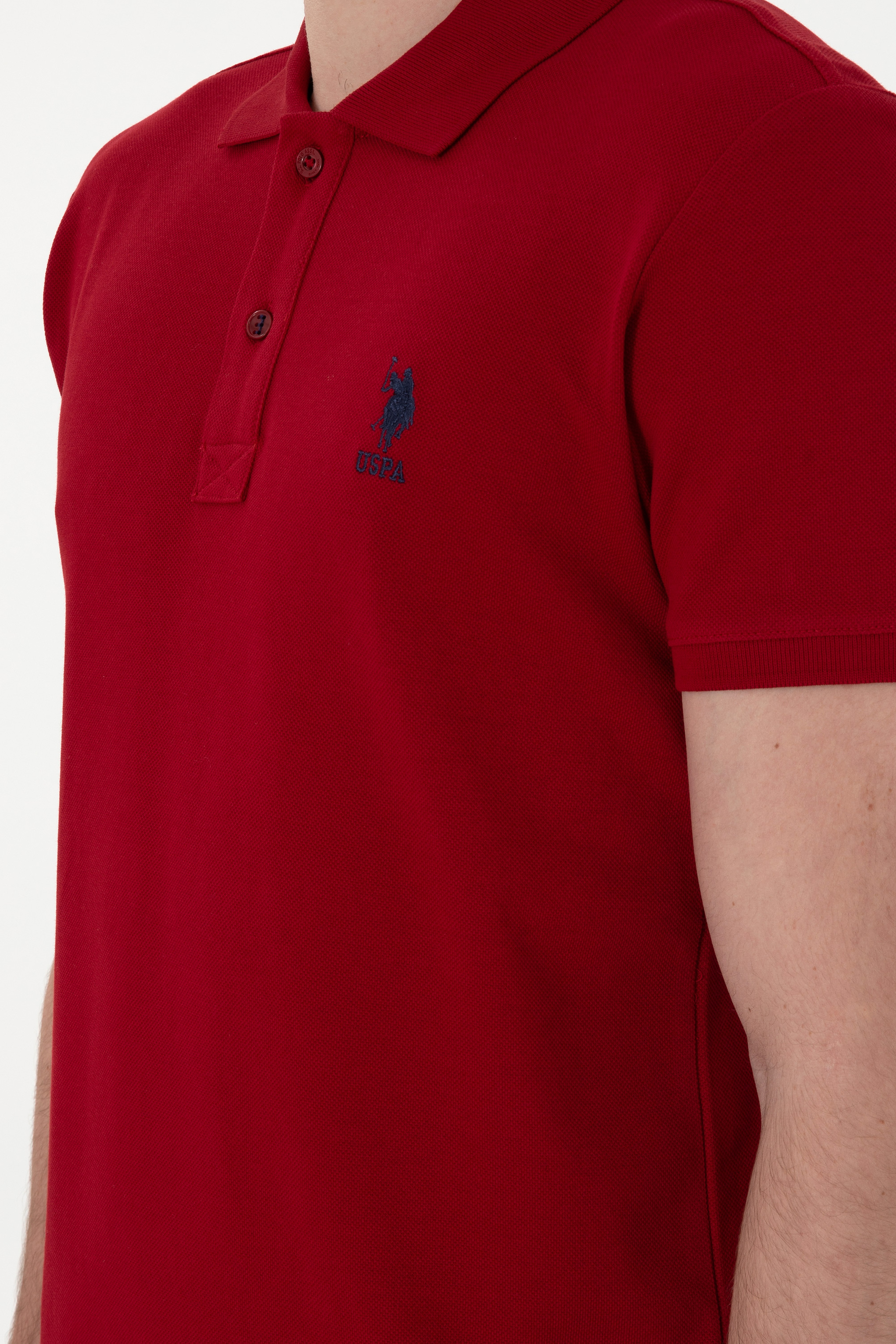 Erkek Slim Fit Polo Yaka Bordo Basic Tişört - Image 7