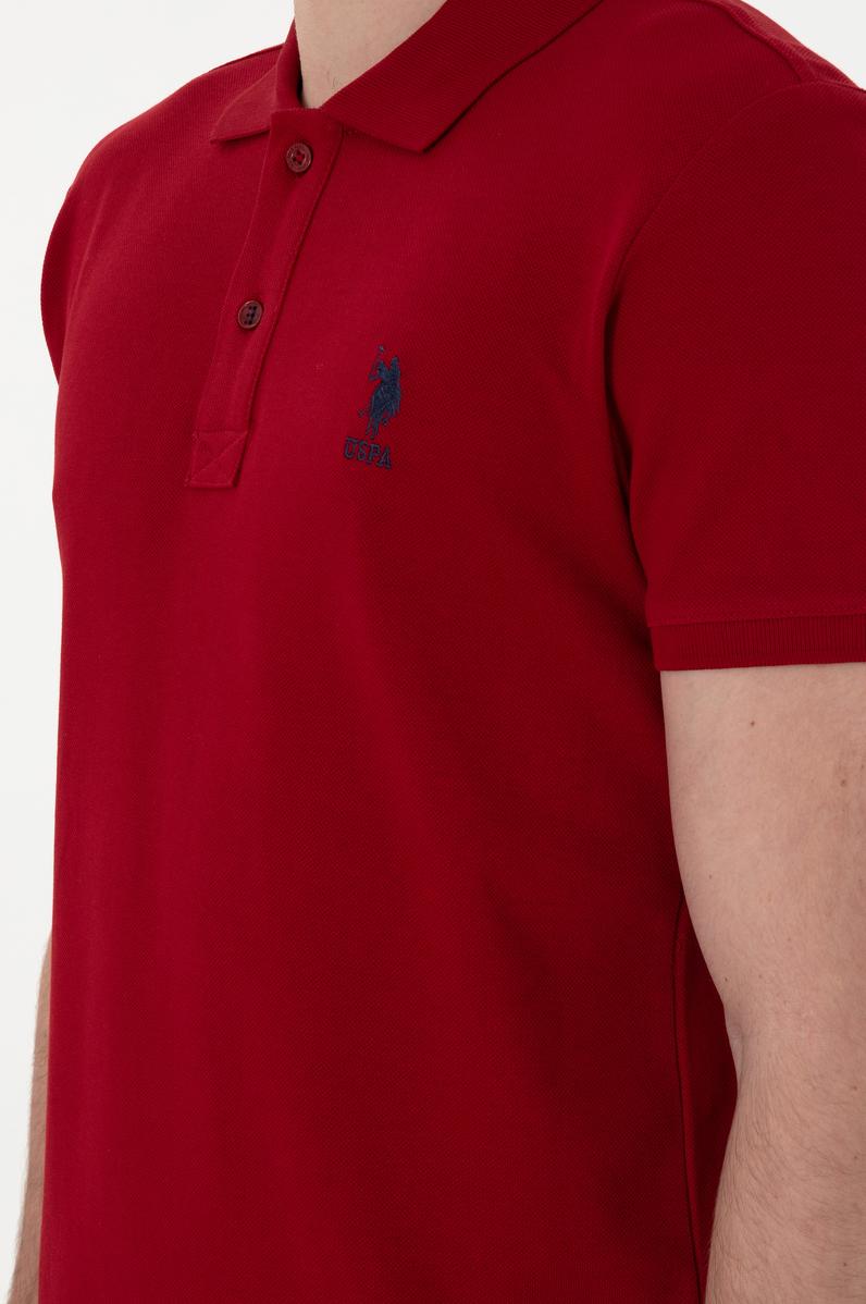 Erkek Slim Fit Polo Yaka Bordo Basic Tişört