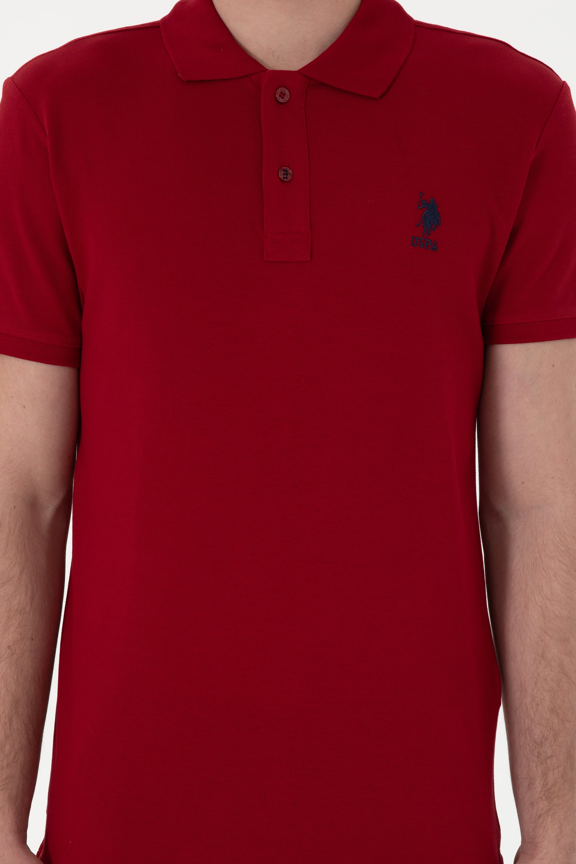 Erkek Slim Fit Polo Yaka Bordo Basic Tişört