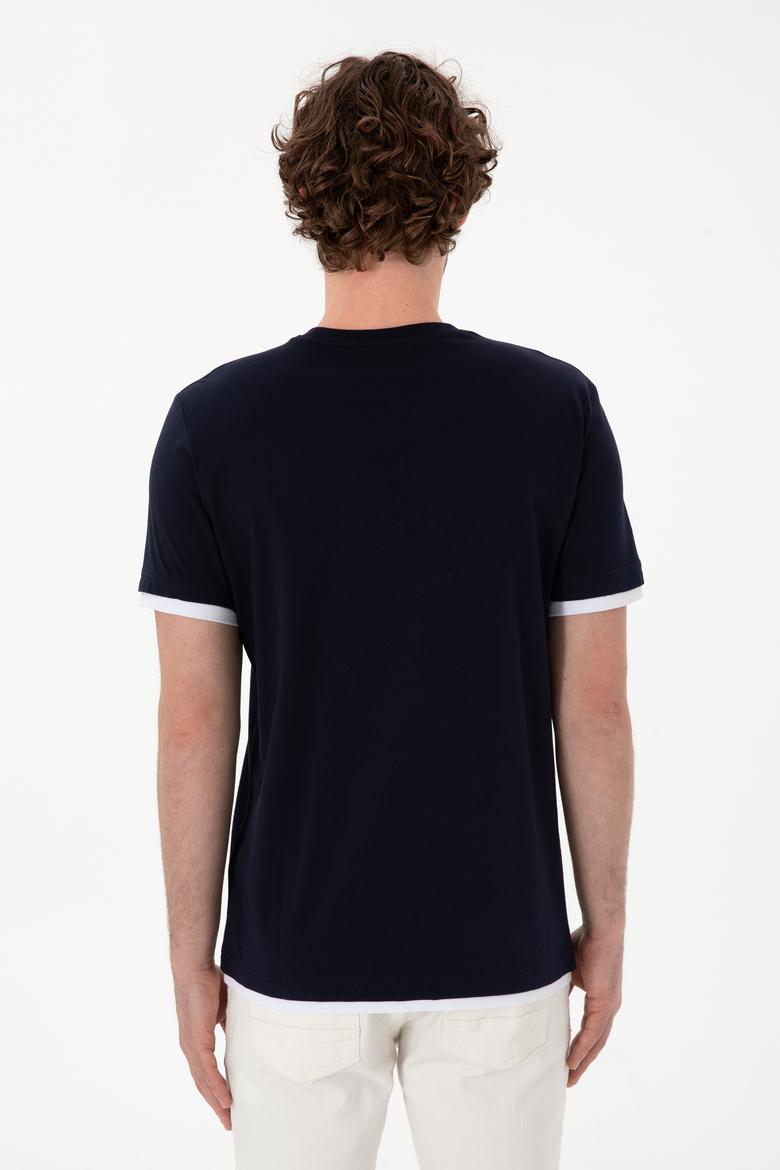 Erkek Regular Fit Bisiklet Yaka Lacivert Tişört - 50306900044