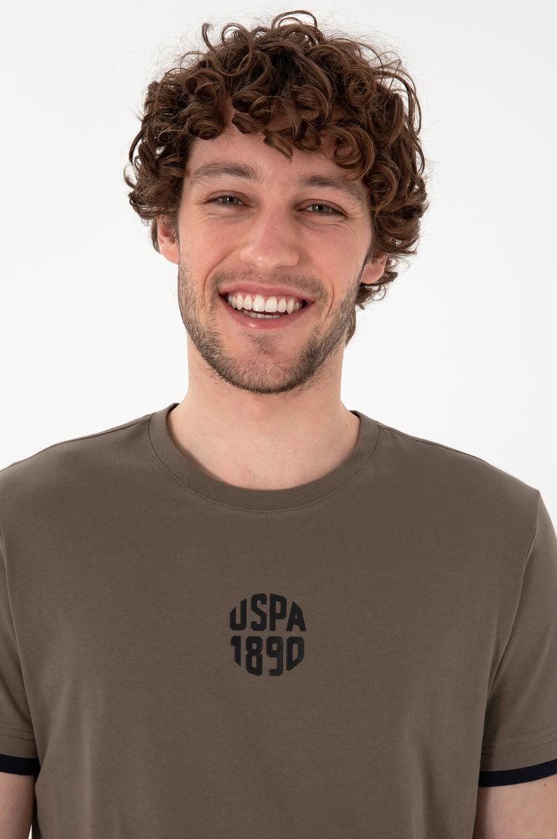 Erkek Regular Fit Bisiklet Yaka Vizon Tişört