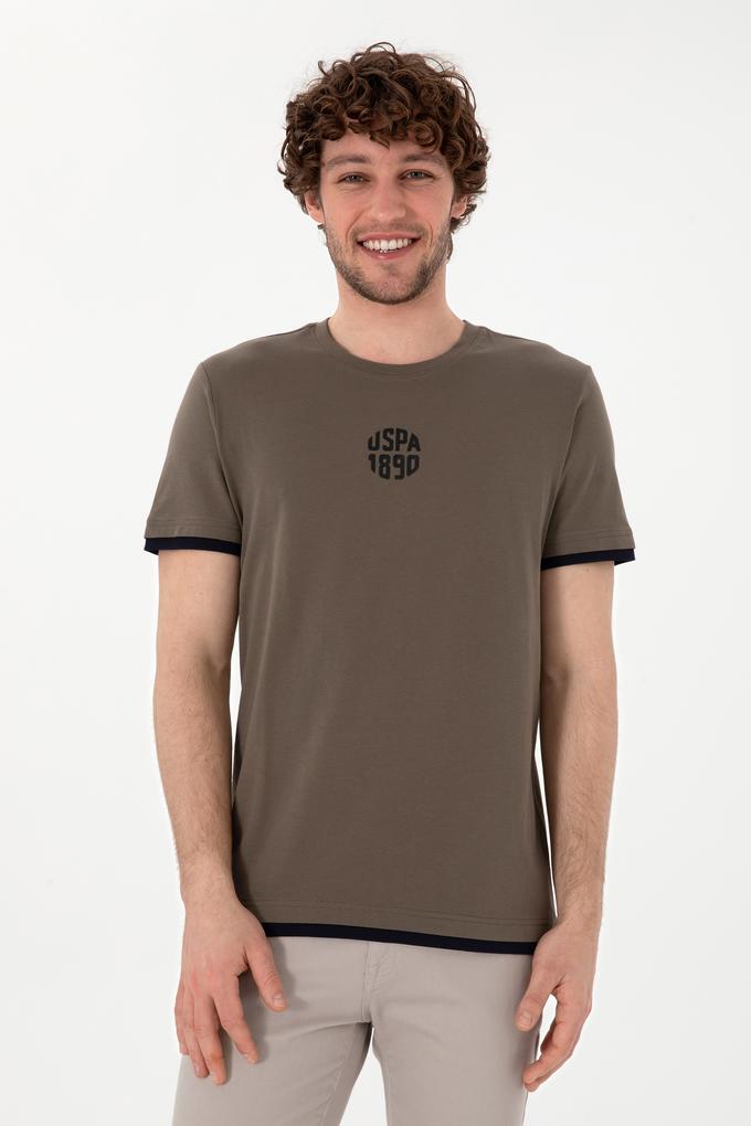 Erkek Regular Fit Bisiklet Yaka Vizon Tişört