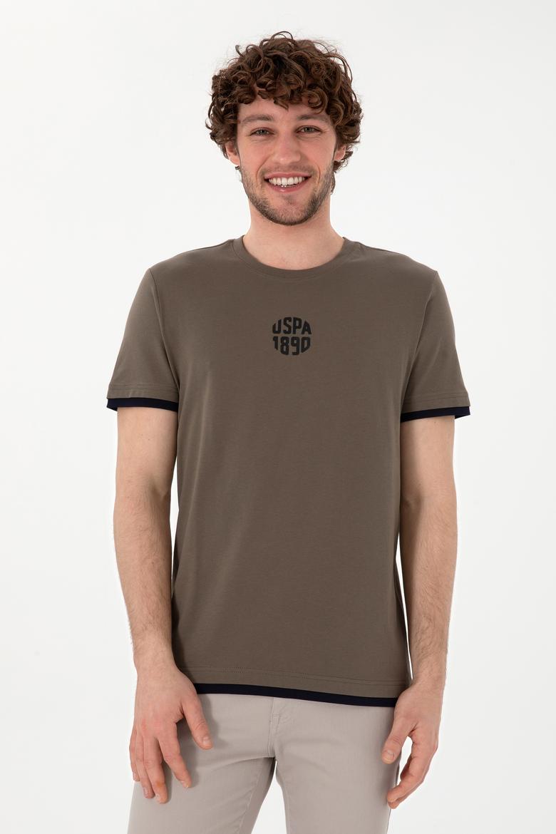 Erkek Regular Fit Bisiklet Yaka Vizon Tişört