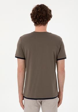 Erkek Regular Fit Bisiklet Yaka Vizon Tişört - 50306900053