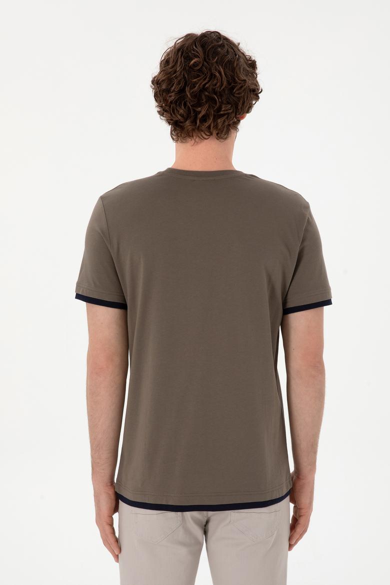 Erkek Regular Fit Bisiklet Yaka Vizon Tişört - 50306900053