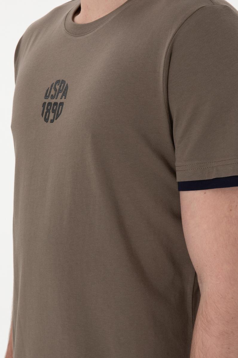 Erkek Regular Fit Bisiklet Yaka Vizon Tişört